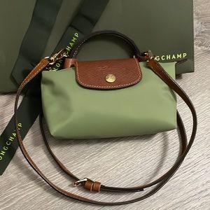 Longchamp Le Pliage Mini Pouch with Handle with unbranded Crossbody Strap